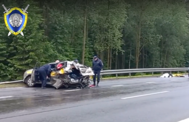 Появилось видео с места ДТП под Минском, в котором погибла семья из России